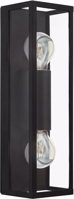 Eglo Amezola Black Caged Bathroom Wall and Ceiling Light with Transparent Glass
