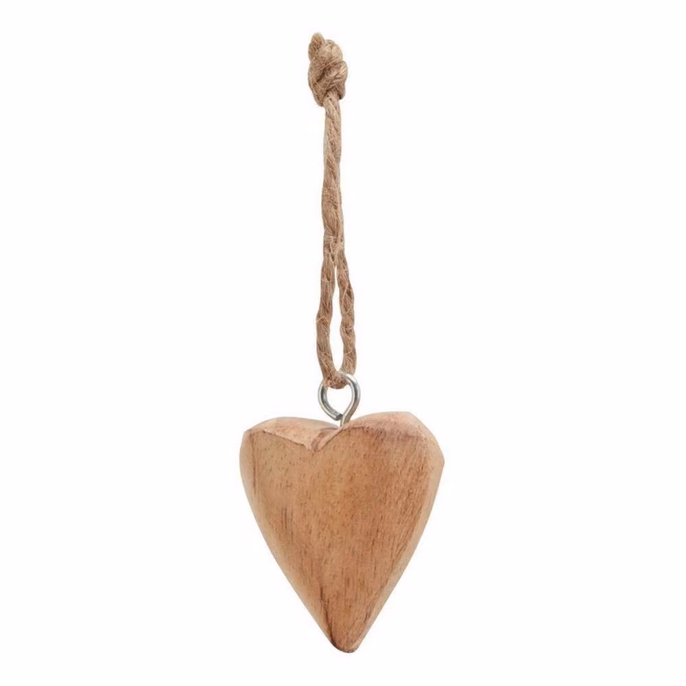 Lemon Pavilion Rustic Brown Wood Heart Hanging Decorations, W: 12 cm, H: 35 cm – 2