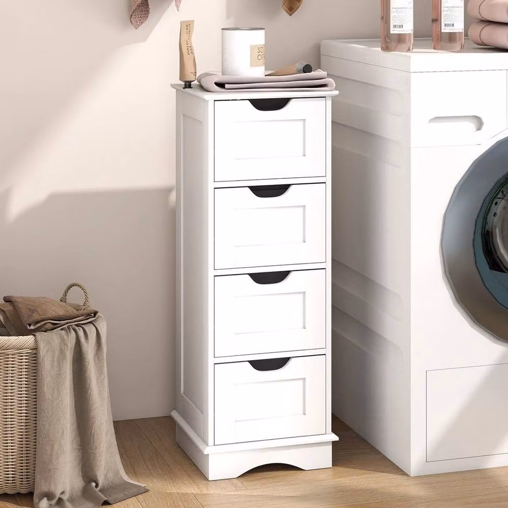 VOGREX White Modern Freestanding Bathroom Cabinet with 4 Drawers – 2