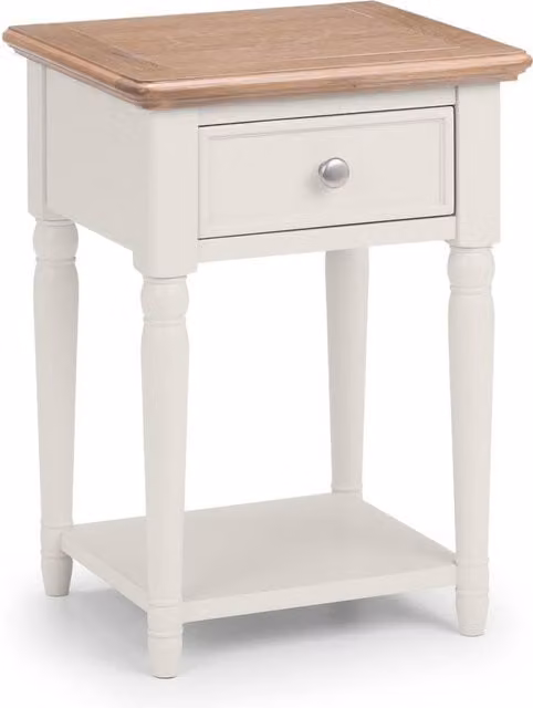Cheshire Avignon 1 Drawer Lamp Table in Limed Oak and Grey, W/D/H: 55.0 x 40.0 x 55.0 cm