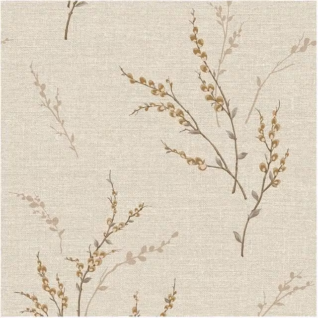 Belgravia Carmella Floral Textured Botanical Vinyl Wallpaper in Beige and Cream