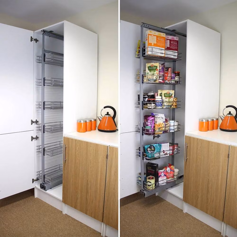 Monstershop KuKoo Pull Out Soft Close Kitchen Larder in Silver, Depth: 46 cm, Height: 190 cm – 3