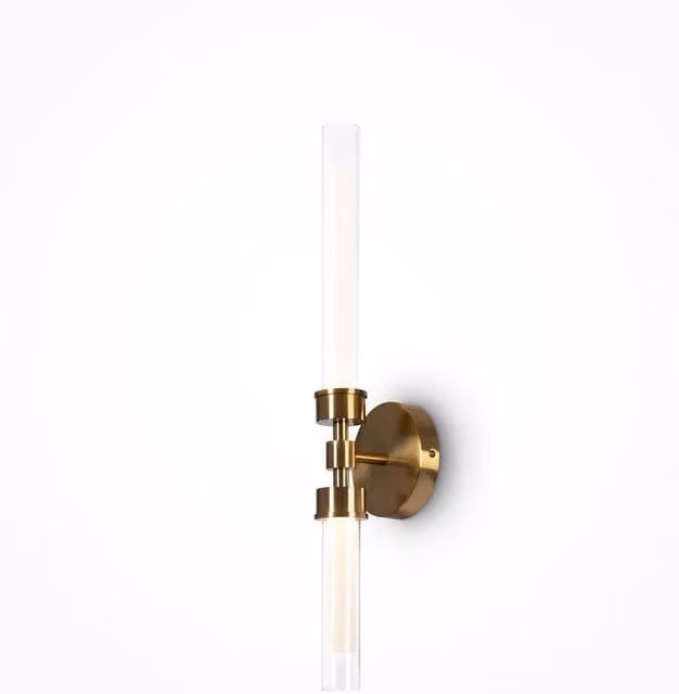 Maytoni Stelo Modern 2 Light Integrated LED Wall Lamp in Gold/Brass with Warm White 3000K Light