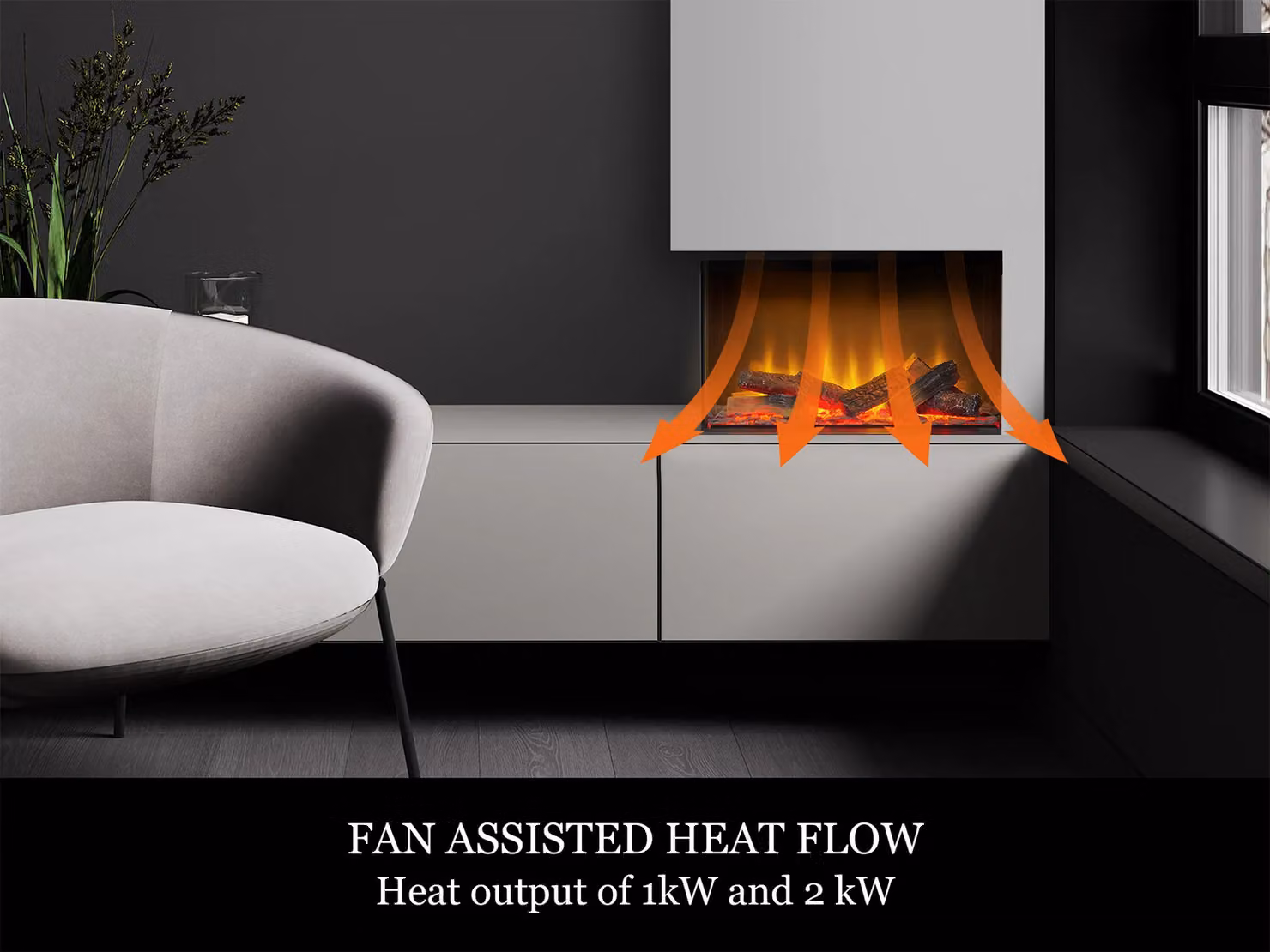 Acantha Aspire 50 Corner View Media Wall Electric Fire in Black – 5