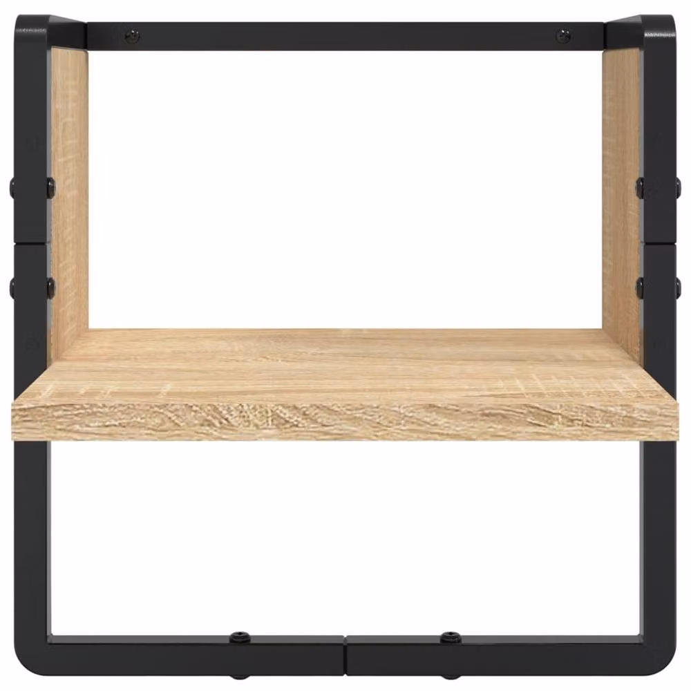 Berkfield Home 4 Piece Wall Mounted Shelf Set with Hanging Rods in Sonoma Oak Light Brown – 5