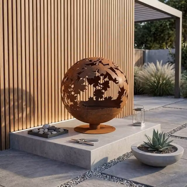 Garden Greatness Relica Cut Out Metal Garden Fire Pit in Brown