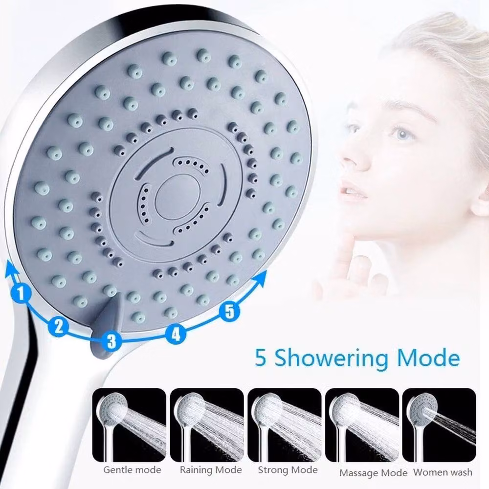 VOGREX 5 Mode High Pressure Shower Head with Massage Function in Chrome Silver – 3