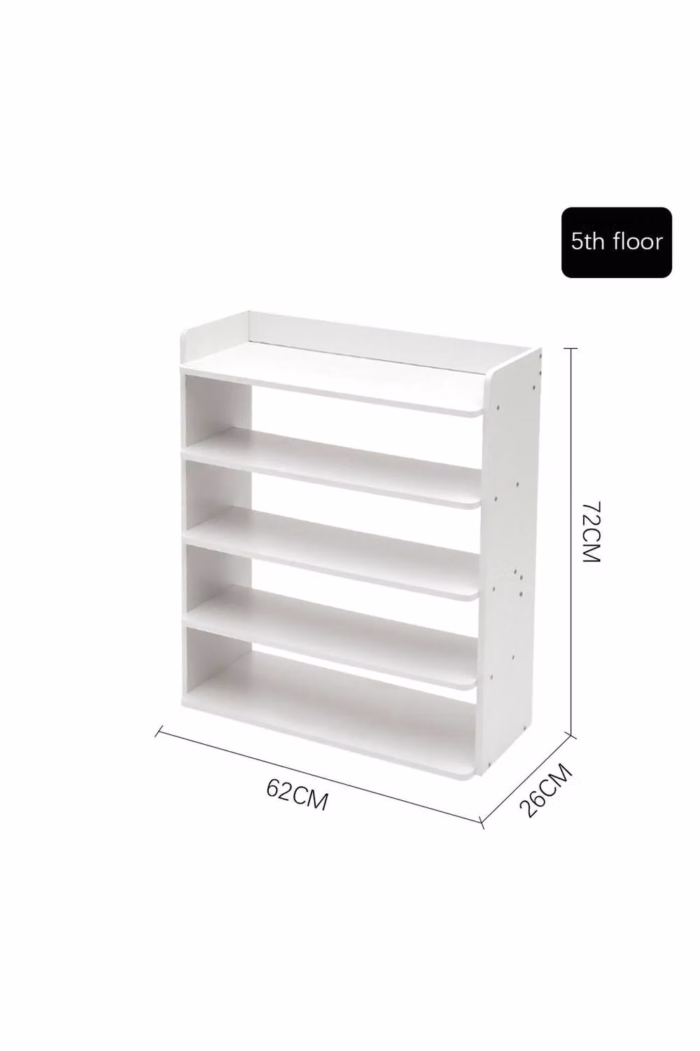 Garden Sanctuary 5-Tier Freestanding Minimalist Shoe Rack in White MDF – 2