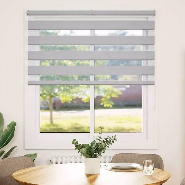 Berkfield Home Zebra Blind in Grey Polyester, W: 120 cm, H: 100 cm
