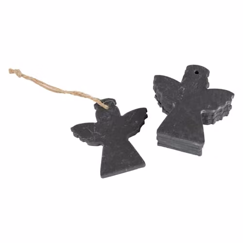 Nicola Spring Grey Slate Angel Christmas Tree Hanging Decorations, Pack of 6, 7 x 7 cm