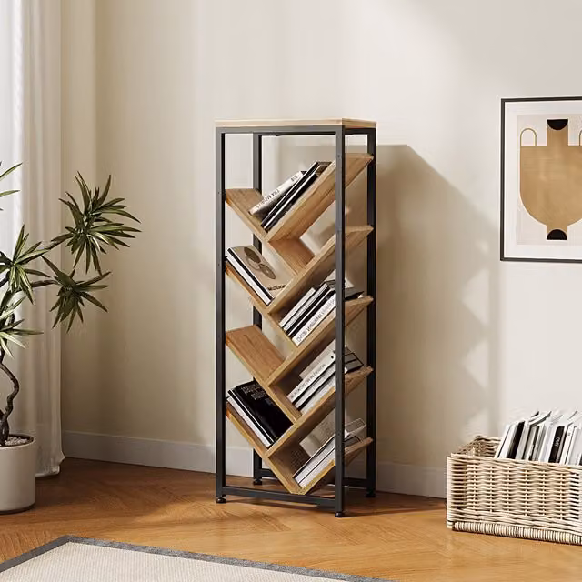 Livingandhome 9-Tier Tree Bookshelf Storage Rack in Brown Wood
