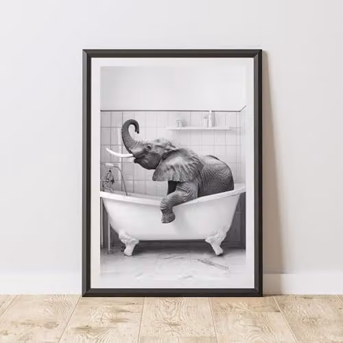 60 Second Makeover Elephant In The Bath Animal Print Paper Poster, A3