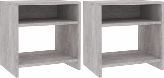 Berkfield Home Set of 2 Bedside Cabinets in Concrete Grey, W/D/H: 40 x 30 x 40 cm