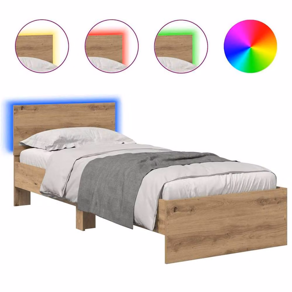 Berkfield Home Artisan Oak Bed Frame with Lift Up Base in Brown, W: 75 cm – 2