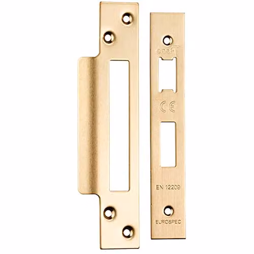 Loops Square Forend Strike and Fixing Pack for Sashlocks in Satin Brass