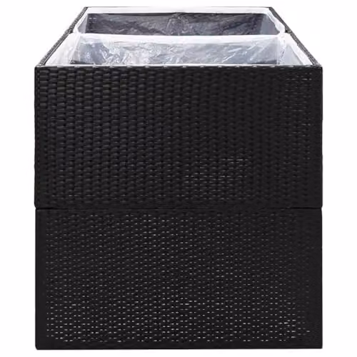 vidaXL Modern Garden Planter in Black Poly Rattan, W/D/H: 157 x 80 x 80 cm – 2