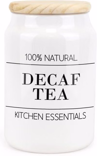 Purely Home Minimalist Essentials Ceramic Decaf Tea Storage Canister in White or Black