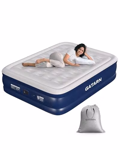 Gatarn King Inflatable Air Bed with Built-in Electric Pump in Blue, W/D/H: 203 x 152 x 46 cm
