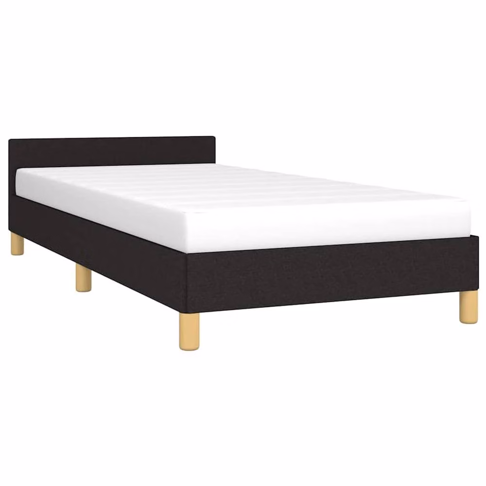 Berkfield Home Upholstered Single Bed Frame with Headboard in Black, W/D/H: 90 x 190 cm – 3