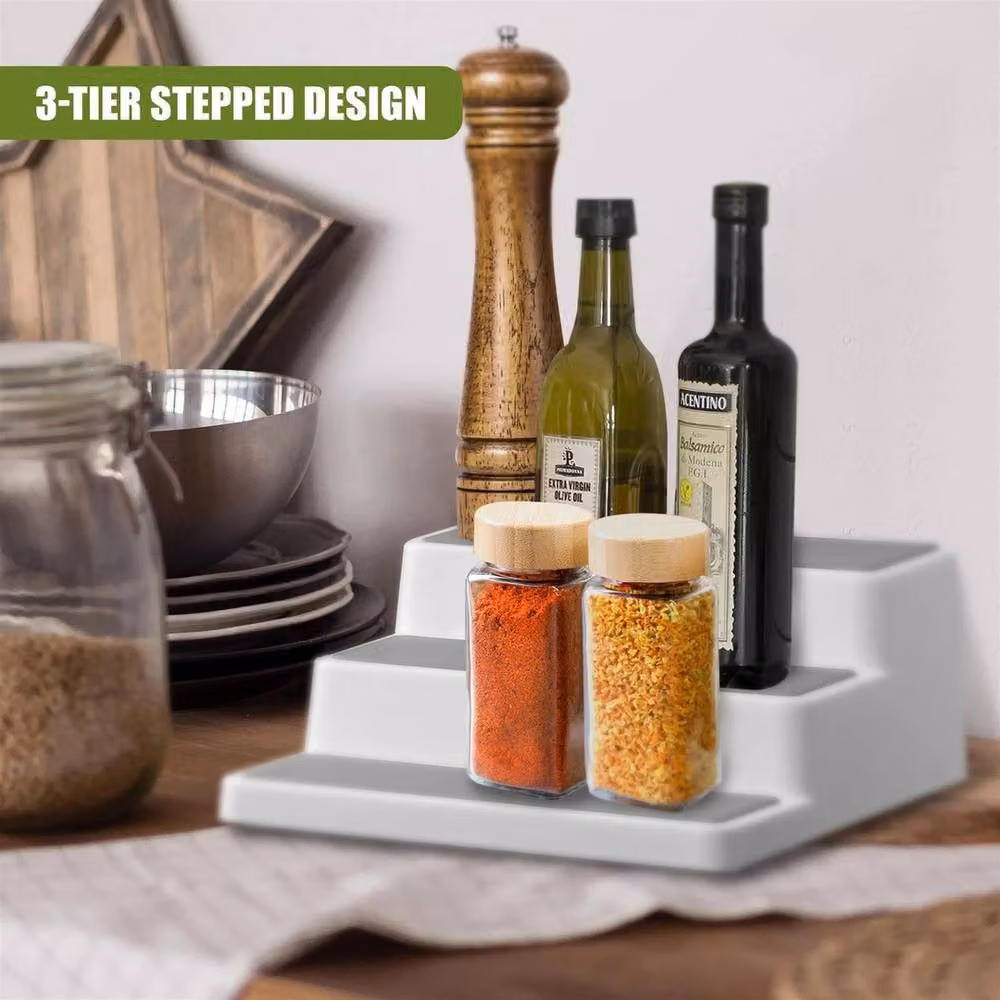 NESTLUNE 3 Tier Nonslip Spice Rack and Cupboard Storage Shelf in White – 3