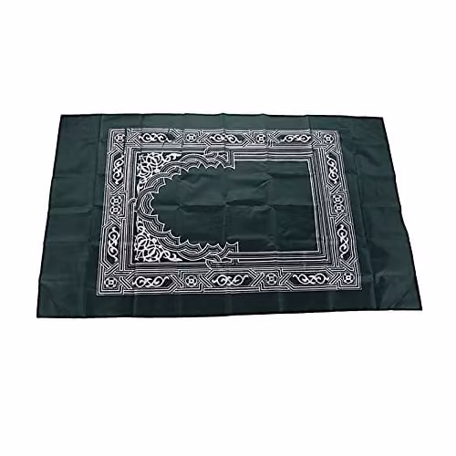 KAV Foldable Waterproof Pocket Prayer Mat with Compass in Black, W: 100 cm, D: 60 cm