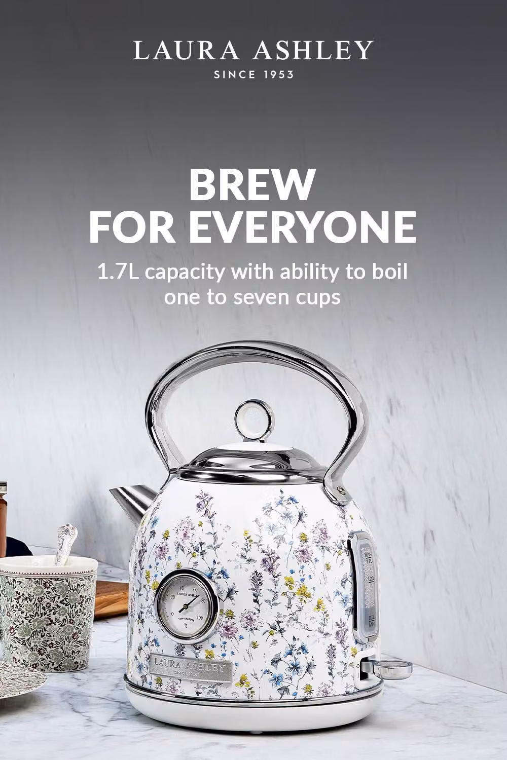 Laura Ashley VQ Wild Meadow 1.7 l Ceramic and Stainless Steel Dome Kettle in Multicolour – 2