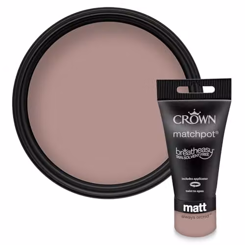 Crown Walls & Ceilings Dusky Pink Matt Paint Tester Sample 40ml – 1