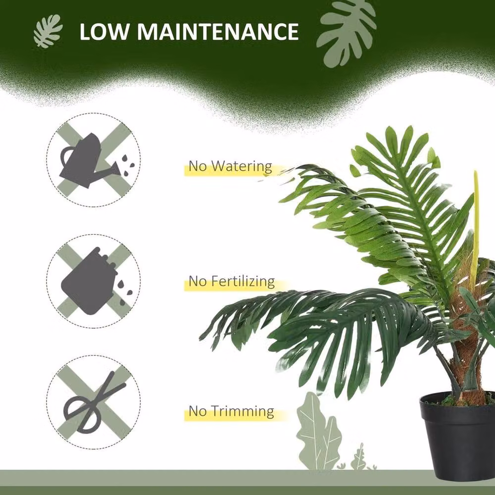 VOGREX 2 Pack Green Artificial Potted Palm Trees, Height: 60 cm – 3