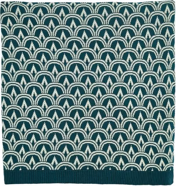 Ted Baker Green Geometric Jacquard Cotton Throw