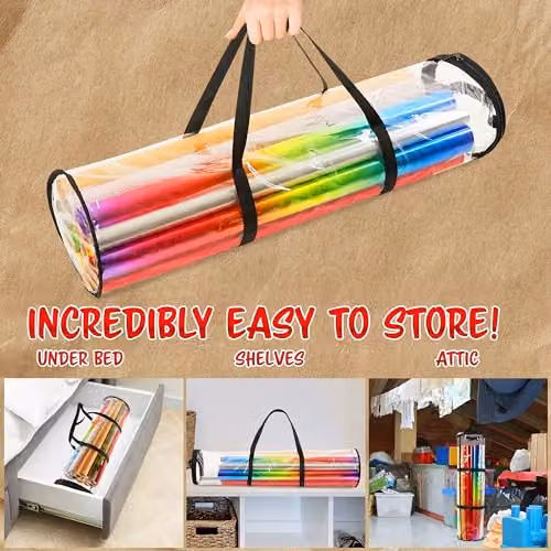 Deco Express Wrapping Paper Storage Bag with Handles, Transparent, W/D/H: 25 x 25 x 100 cm – 5