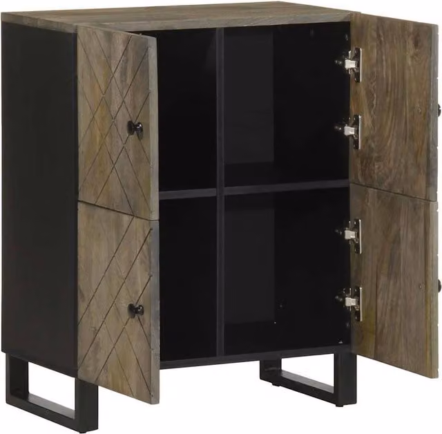 Berkfield Home Black Mango Wood Sideboard W/D/H: 60 x 33 x 75 cm