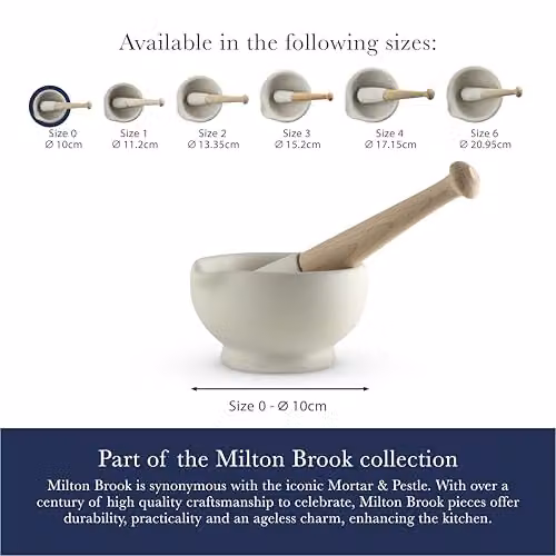 Milton Brook White Vitrified Porcelain Mortar and Pestle Set, 10 cm Diameter – 8