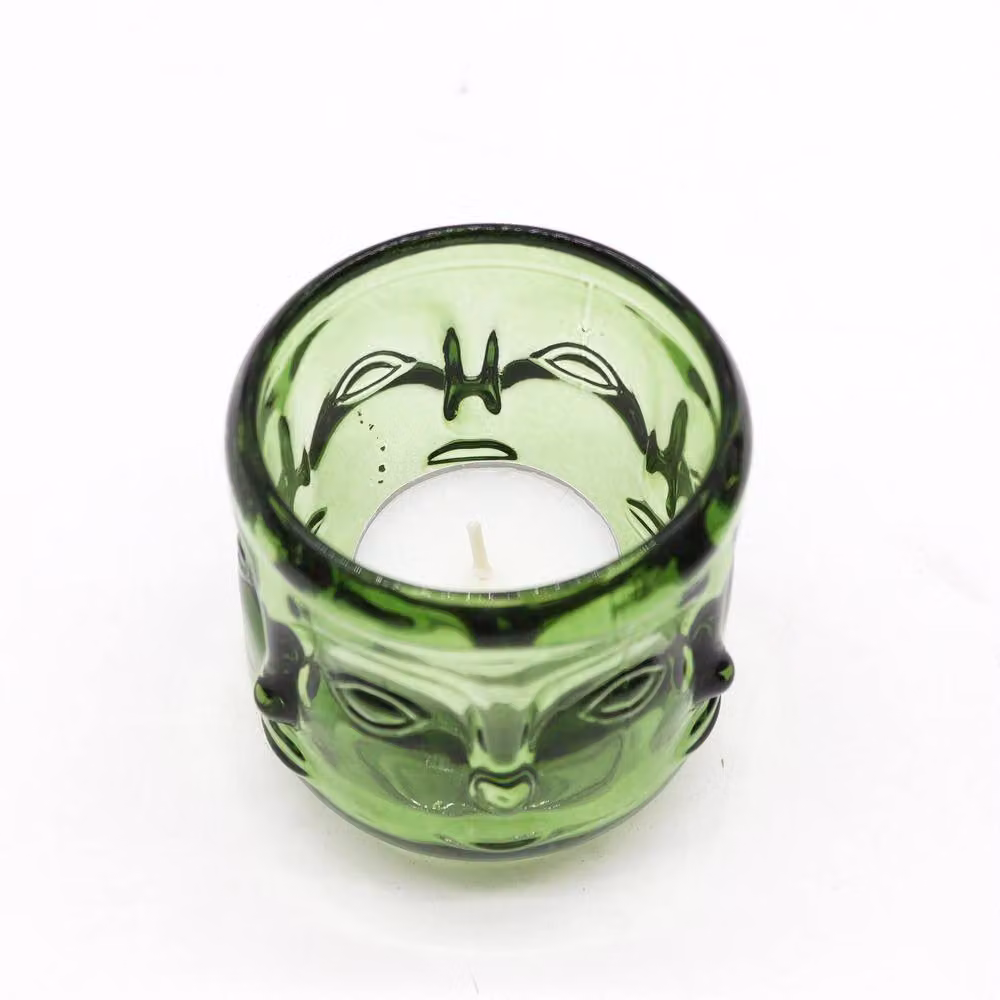 Serenityy Buddha Faces Tealight Candle Jar in Garden Jade Green – 2
