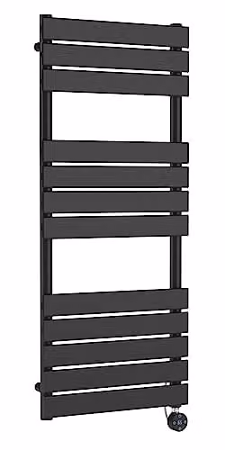 nuie HL159 Electric Square Flat 12 Bar Towel Radiator, Anthracite, W: 500 mm, H: 1213 mm