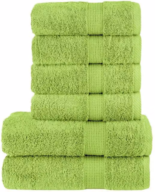 Berkfield Home SOLUND 6 Piece Premium Cotton Terry Towel Set in Apple Green, 600 gsm