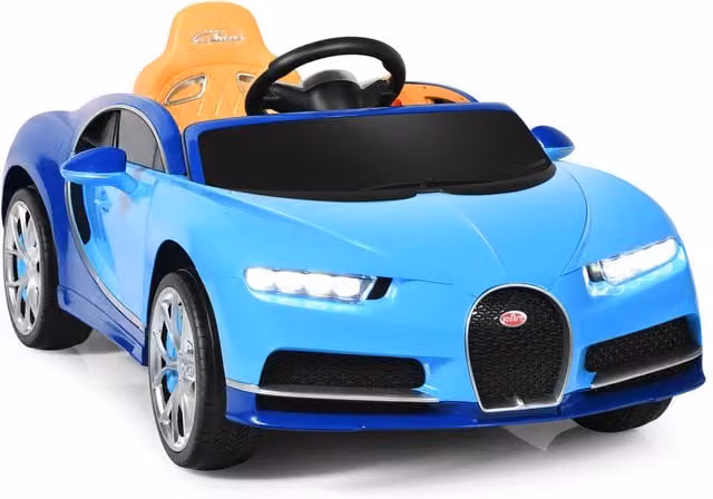 Costway Bugatti Electric Ride-On Car with Light and Sound Effects, Blue