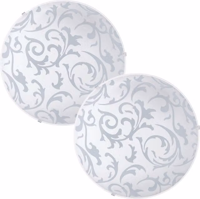 Loops 2 Pack White Modern Round Ceiling and Wall Flush Lights with Satin Glass and E27 Socket