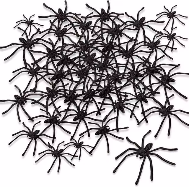 Shatchi 24-Piece Black Plastic Halloween Spiders for Party and Birthday Decorations – 6