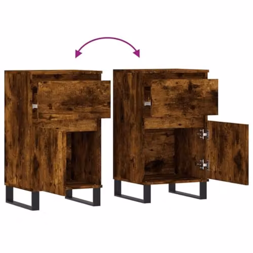vidaXL Set of 2 Industrial Sideboards in Smoked Oak, W/D/H: 40 x 35 x 70 cm – 4