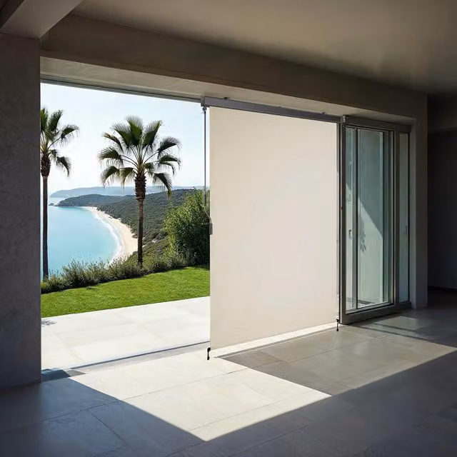 tectake Eloise Vertical Awning with Wall Brackets in Beige, Width: 120 cm