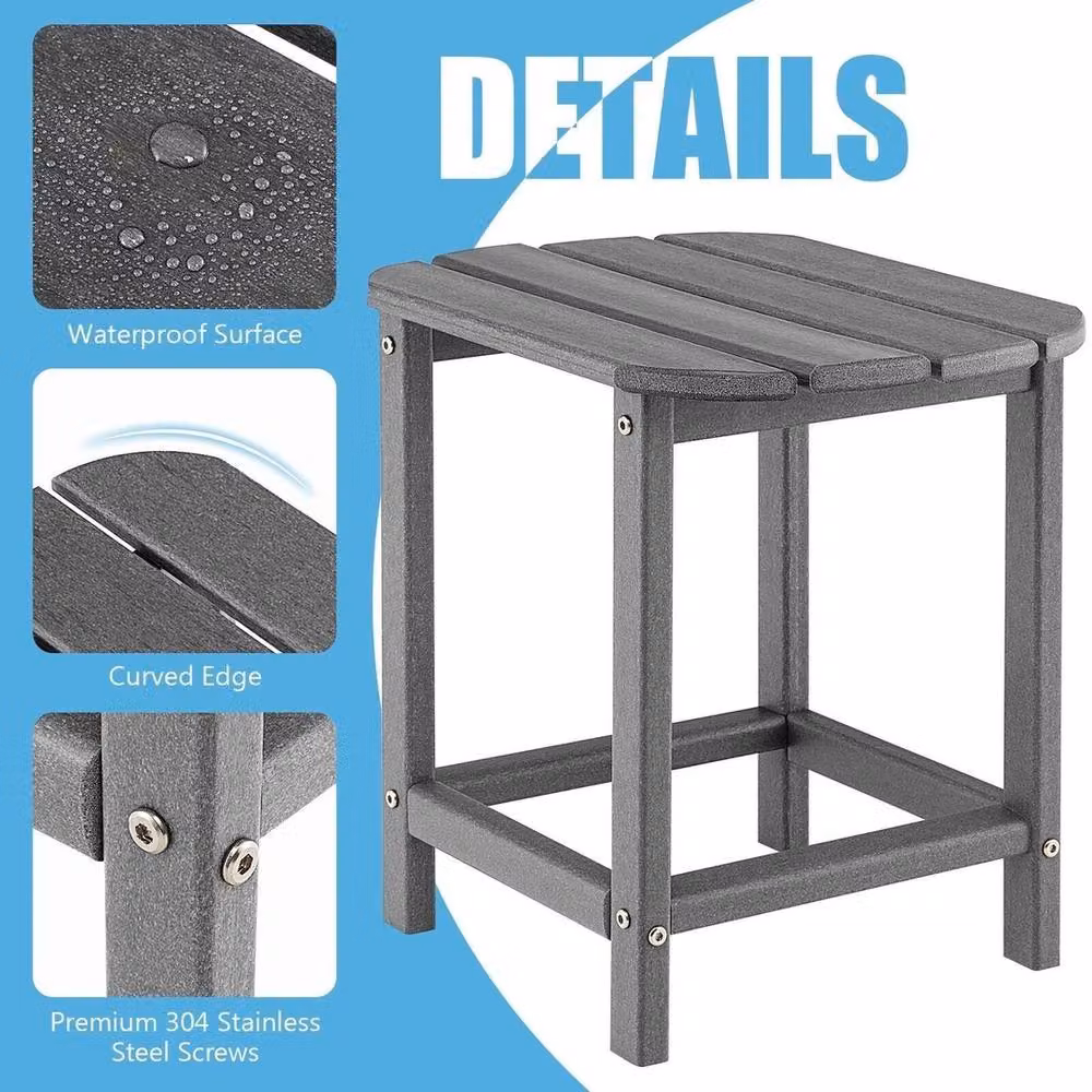 NESTLUNE Grey HDPE Adirondack Side Table for Indoor and Outdoor Use, W/D/H: 100 x 15 x 15 cm – 6