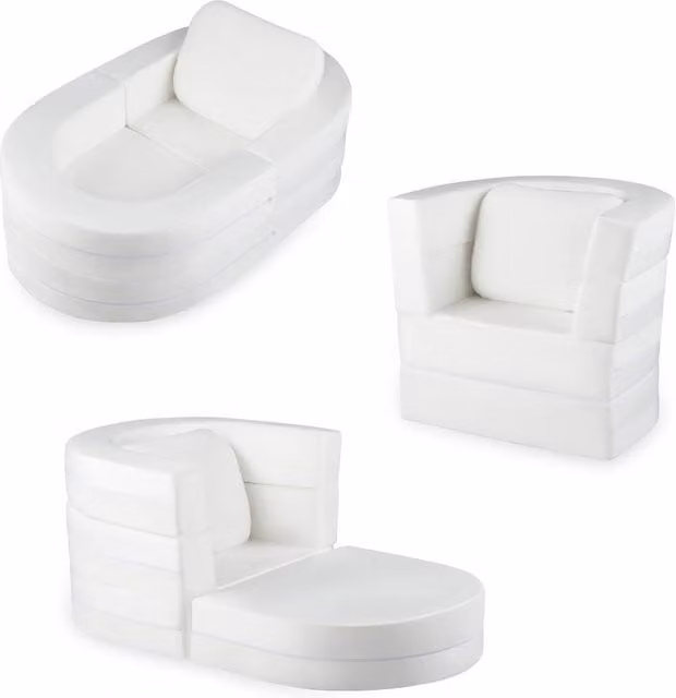 Gymax 3-in-1 Convertible Toddler Sofa Bed with Pillow in White