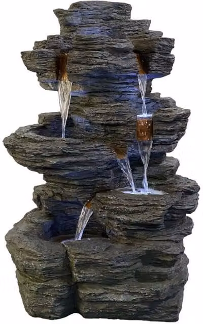 Tranquility Hinokias Solar Powered Grey Cascade Water Feature