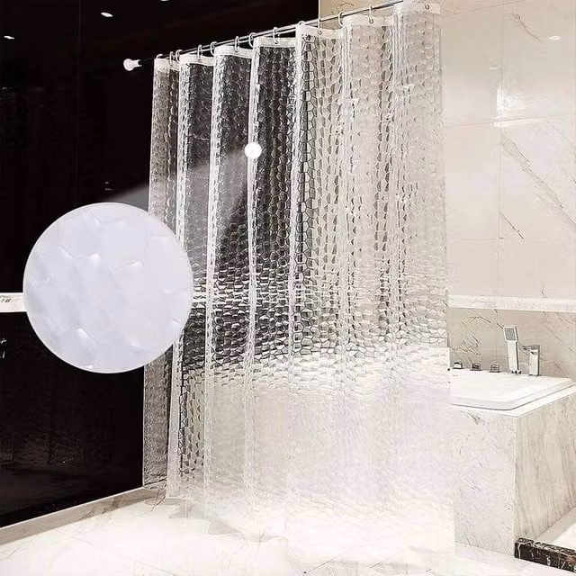 SPETLEK 3D Antibacterial and Mould Resistant EVA Shower Curtain in Transparent