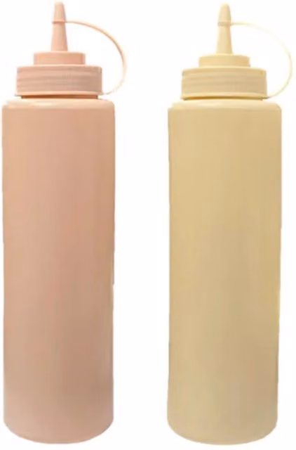 KDMK Multicolour Plastic Restaurant Sauce Bottle with Screw Cap and Wide Neck, 1000ml