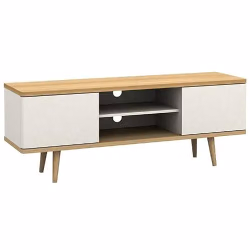Dorel Home Furnishings Scandinavian Style TV Stand in Oak White, W/D/H: 140 x 39 x 52 cm