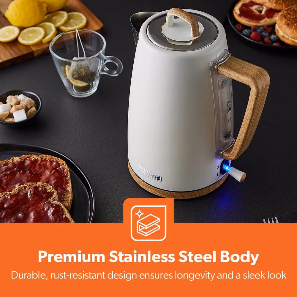 Geepas NordiQ Design 1.7L Kettle and 2 Slice Toaster Set in Beige Stainless Steel – 2