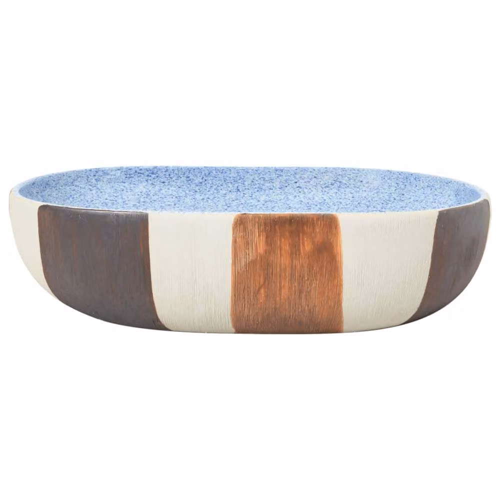 Berkfield Home Multicolour Oval Ceramic Countertop Basin W: 59 cm, D: 40 cm, H: 14 cm – 3