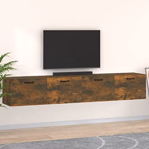 vidaXL Set of 2 Modern Wall Cabinets in Smoked Oak Brown, W/D/H: 100 x 35 x 35 cm – 2