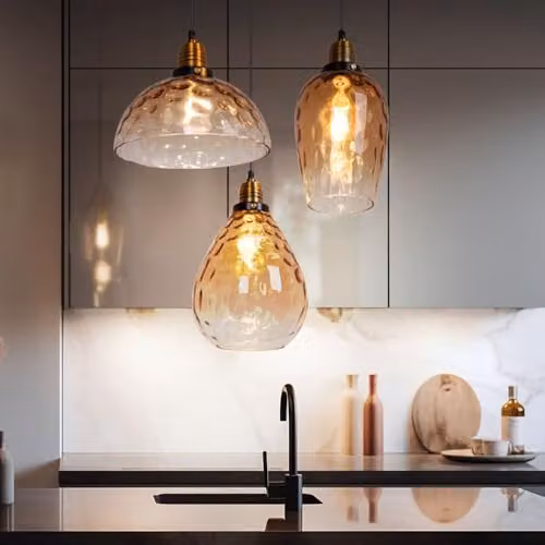 Globo Lighting Amber and Black Glass Pendant Lamp for Living Rooms and Dining Rooms – 2
